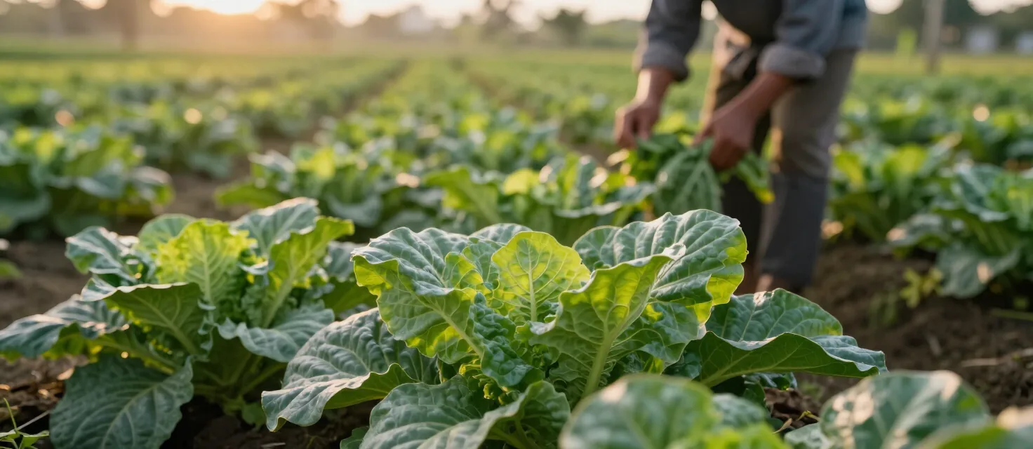 Kebun sayur organik subur dengan nutrisi tanaman PurePlus